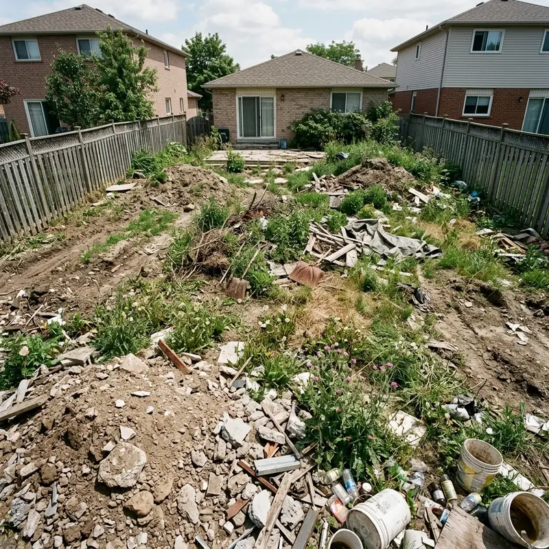 Backyard standing in water before grading, off Highway 47 in Troy